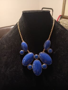 kate spade Gold-Tone Necklace with Bold Blue Cabochons